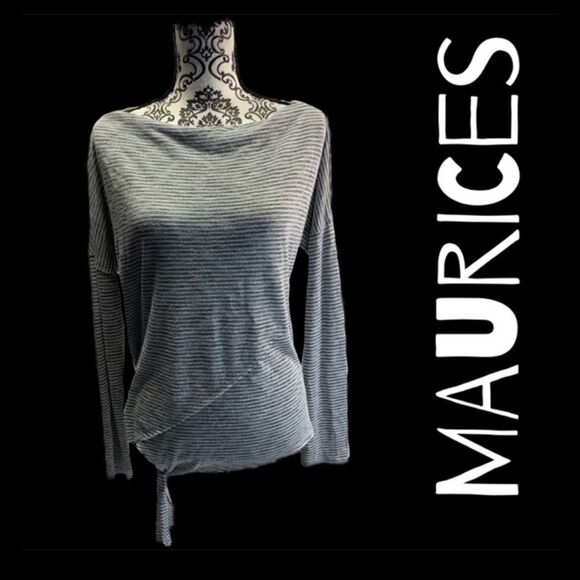 $5 add on item, MAURICES Long sleeve striped shirt sz M - Picture 3 of 12